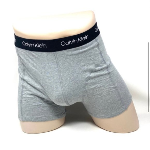 🌿Sale🌿 Calvin Klein 2 Pack Mens Cotton Stretch Trunk Grey Dark Blue NP21670900 - Picture 3 of 4